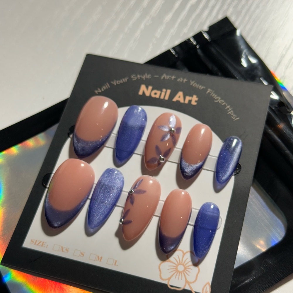 Blue and Nude Nail Art Set
